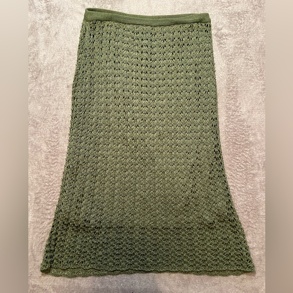 Agnes B olive green crochet skirt